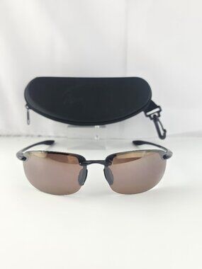 Maui Jim Hookioa MJ 407-02 Gloss Black Gray Polarized Sport Sunglasses & Case
